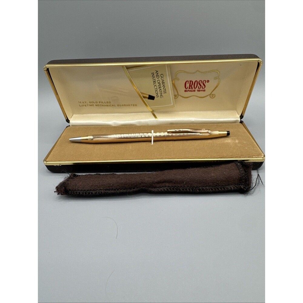 VNT Cross Classic 14K Gold Filled Ballpoint Pen Blue Ink USA NO Engraving W/Box